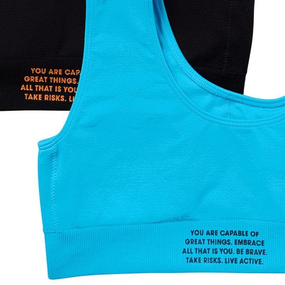 Justice Sport Cutout Bra 2Pk One Black & One Blue from Oh So Soft Collection - Picture 4 of 5